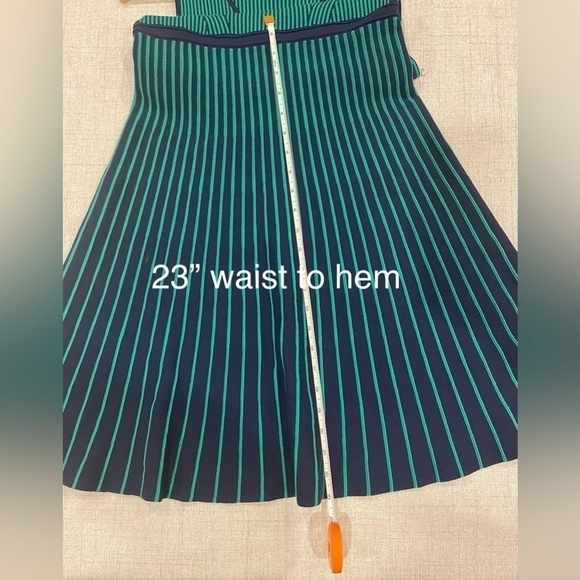 BANANA REPUBLIC sweater knit blue green fit & flare sleeveless dress. NWOT. XS - Picture 9 of 11